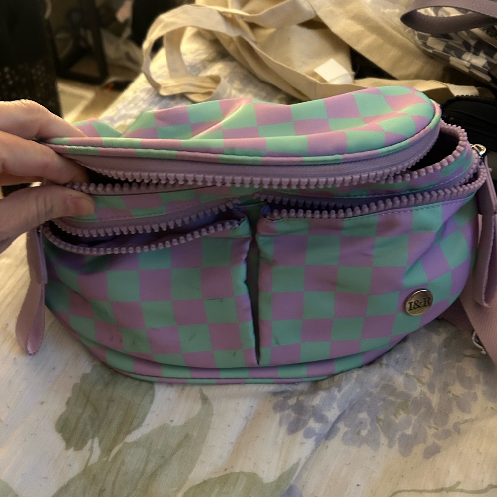 Iris and Rainbow Pastel Checkered bum bag
